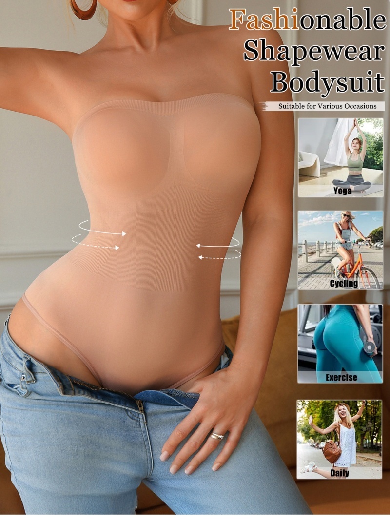 Shapewear Bodysuit Firm - Body moldeador sin tirantes, sin costuras,